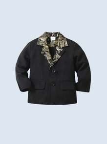 BOARNSEORL 两件套男童绅士西装套装：带蝴蝶结的西装外套和西裤，时尚百搭，适合生日派对、婚礼、周年纪念日、圣诞节等场合。 - 黑色 - 查看 3