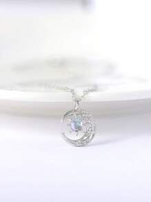 1pc Luxury Charm Necklace Delicate Jewelry Moon Star Shape Rhinestone Chain Elegant Fashion Necklace