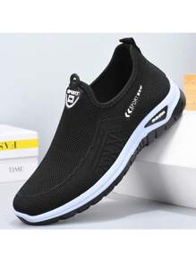 Elderly Men's Casual Sports Shoes, Breathable Mesh Upper, Lightweight One-Touch Slip On Outdoor Sneakers (Run Small By 1 Size) - Black - View 9