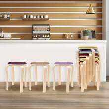 Set Of 8 Stacking Wooden Stools Stackable Stools Modern Stackable Round Stools - 1 - View 4