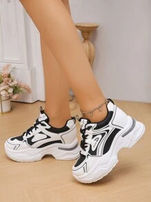 Brown Casual Women's Platform Sneakers, New Versatile Thick Sole Sport Shoes For Petite