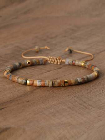 gxtbw 1 st justerbart högkvalitativt minimalistiskt Picasso-jadepärlarmband, armband med natursten, elegant armband