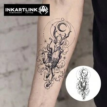 INKARTLINK Revolutionary Tattoo Technology: Semi-Permanent Tattoos, Realistic Tattoo, Stag, Moon, Heartbeat Tattoo, Temporary Tattoo, Waterproof, Authentic Tattoo Appearance, Niche Design Tattoo, Fruit, Plant Tattoo - Black - View 2