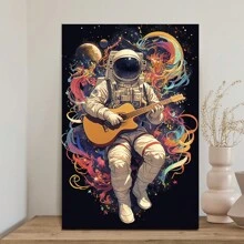 Astronaut Playing Guitar Canvas Painting - Creative Space Art For Bars, Arcades, Bedrooms, Living Rooms, Dining Rooms, Studies, Offices, And Home Decor,Perfect Gift For Boys Or Girls - Unframed - View 2