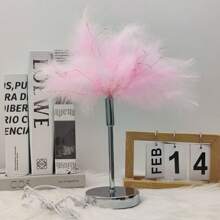 Pink Feather Lamp, LED Atmosphere Feather Night Light Night Lamp For Mother, Girlfriend, Home Girl Room, Wedding Decoration - 粉色 - 查看 5