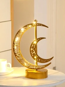1 pieza de arte de hierro de estilo primaveral con estrella y luna, decoración de luz de noche. Es un elemento decorativo de sobremesa que puede crear una atmósfera maravillosa y es adecuado para lugares como dormitorios, salas de estar, estudios, comedores, etc. También es una excelente opción para regalos.