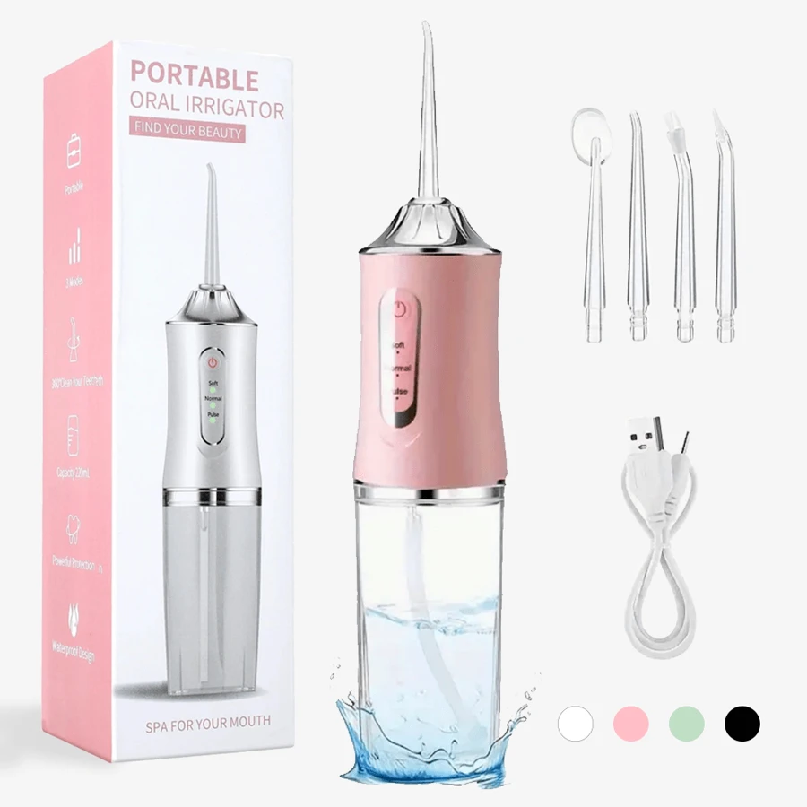 Electric Water Flosser Set, Cordless Oral Irrigator, 4 Jet Tips, 360 Degree Rotatable Nozzle, For Men And Women Daily Teeth Care And Gum Cleaning, Ideal For Holiday Gifts