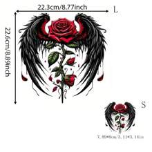 1pc/2pcs/3pcs Rose Wing Printed Sticker Alphabet Heat Transfer Decal, Suitable For T-Shirt And Fabric Heat Transfer Stickers