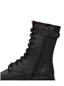 Botas Altas Tácticas Militar o Policía Con Ajuste De Cierre, En Piel De Res, Plantilla Confort, Goodyear Welt, Suela Hule, Bufalo Boots - Negro - Ver 9