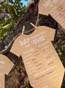 5/10/20 件性别揭示 DIY 牛皮纸装饰卡片、儿童洗礼派对装饰背景挂饰、婴儿洗礼派对装饰建议与祝福 - 棕色 - 查看 4