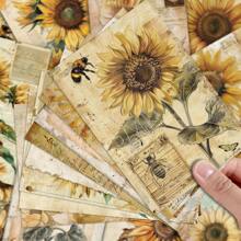 24 Sheets Flower Scrapbook Paper, Sunflower Rose Scrapbook Ppaper Pad For Art Picture Frame Clip Gift Box Packaging Decoration, Background For Student Material Paper Spring, Easter, Back To School Gifts, Mother's Day Decorations, Vision Board Decoration