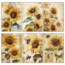 24 Sheets Flower Scrapbook Paper, Sunflower Rose Scrapbook Ppaper Pad For Art Picture Frame Clip Gift Box Packaging Decoration, Background For Student Material Paper Spring, Easter, Back To School Gifts, Mother's Day Decorations, Vision Board Decoration