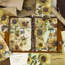 24 Sheets Flower Scrapbook Paper, Sunflower Rose Scrapbook Ppaper Pad For Art Picture Frame Clip Gift Box Packaging Decoration, Background For Student Material Paper Spring, Easter, Back To School Gifts, Mother's Day Decorations, Vision Board Decoration