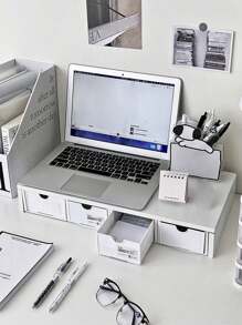 1 件笔记本电脑支架、桌面收纳架、显示器支架，适用于办公桌、宿舍