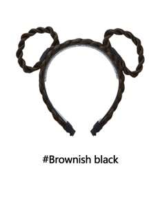 4英寸猫耳儿童接发发带假发头箍假发，女儿儿童编织发饰假发 - 彩色 - 查看 7