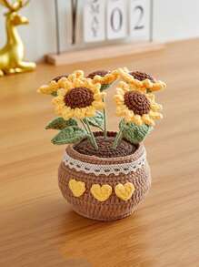 1 cây Bonsai hoa Tulip may mắn đan móc thủ công, chậu hoa trang trí xe hơi cho phòng khách lễ Phục sinh - Nhiều màu - Xem 14