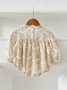 New Baby Ditsy Floral Long Sleeve Bodysuit For Spring & Autumn - Apricot - View 3