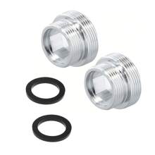 2 buah Adaptor Keran Logam, Konverter Ulir M22 ke M18 dengan Gasket Karet, Cocok untuk Wastafel Dapur dan Kamar Mandi, Pemurni Air - Pemasangan Mudah - Perak - View 6