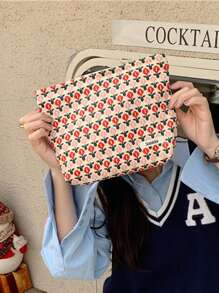 1 件独特花卉图案个性化花朵化妆包大容量钱包洗漱用品旅行包拉链收纳袋化妆刷礼物收纳袋情人节情人节装饰情人节派对礼物情人节女士情人节礼物