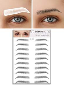 10 对眉毛临时纹身贴纸，防水防汗，逼真，牢固不易脱落，适合任何场合，可拆卸女士临时纹身，适合万圣节 - 黑色 - 查看 14