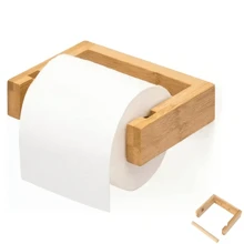 Portarrollos de papel higiénico, estante de pañuelos de bambú, portarrollos de papel higiénico de bambú, soporte de pared para rollo de papel, con tornillos - fácil de instalar y estructura de madera desmontable, perfecto para baño, cocina y talla grande decoración del hogar, organizador de baño, decoración de otoño, regreso a clases