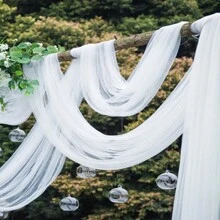 Organza Fabric, Party Backdrop Decoration, Tabletop Center Decor, Chair Back Decor For Wedding, Party, 29CM*2100CM, Organza Bow Chair Back Flower Decor, Organza Backdrop Decor Fabric, Event & Party Decor Organza Backdrop Netting, Outdoor Tent Decor - Multicolor - View 11
