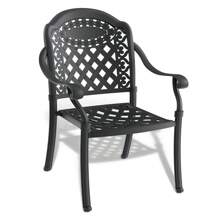 MoolSun Outdoor Furniture 5-Piece Set, Cast Aluminum, Terrace Furniture, Nylon Anti Slip Foot Pads, Wear-Resistant, Anti Slip, Noise Reducing, With Black Frame And Randomly Colored Seat Cushions.