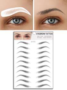 10 对眉毛临时纹身贴纸，防水防汗，逼真，牢固不易脱落，适合任何场合，可拆卸女士临时纹身，适合万圣节 - 黑色 - 查看 17