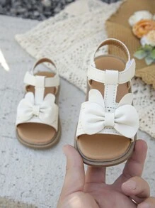 1 Pair Cute Bunny Ear Decor Beige Flat Sandals, Suitable For Summer - Beige - View 4