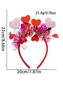 1 件情人节心形头带，婚礼装饰新娘派对拍照道具单身派对红三叶草发带