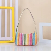 1 pieza Bolso Baguette bandolera de color brillante para niñas, bolso de axila, adecuado para uso diario, mejor opción de regalo