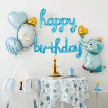 3D 生日气球，金属色生日背景装饰气球适合生日派对 - 藍色 - 查看 2