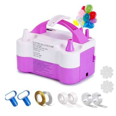 Bomba para Inflar Globos, con Doble Boquilla, Inflador de Globos Eléctrico 110V 600W, Soplador de Globos, Juego de Maquina Globos Potátil, para Decoración de Fiesta Cumpleaños Boda Navidad