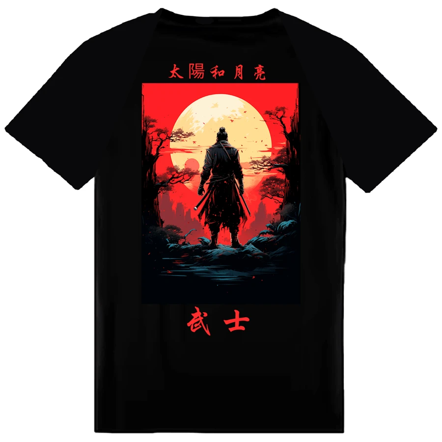 Playera de Samurái con Diseño Artístico Único - Inspirada en la Cultura Japonesa y el Espíritu Guerrero - Negro - Ver 1