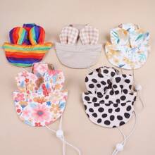 1 件装宠物帽子带耳孔可调节抽绳棒球狗帽适合中小型犬夏季染色猫咪遮阳帽宠物户外徒步运动帽用品