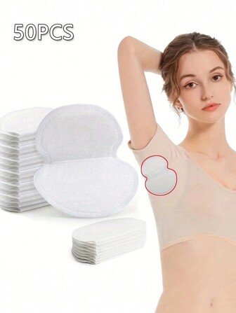 50pcs/Pack Unscented Oil Absorbing Sweat Pads, Suitable For All Skin Types, Breathable And Odorless Disposable Sweat Guards, Essential For Summer Body Care, Suitable For Travel, Exercise, Outdoor Activities Summer Cooling,Beach,Travel