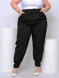 Calça Plus size Alfaiataria Cenoura Feminina Cintura Alta Elegante Barra Plissada