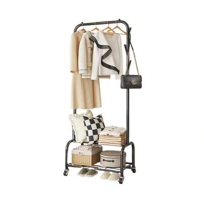 LUTODY Perchero de pie, Burro, Colgador de ropa, Soporte resistente con estante para zapatos zapatero, Bolso, Accesorios, Prenda, Multifuncional, Salón, Dormitorio, Sala de estar, Recibidor, Entrada - Entrega 24/48h a España (península)