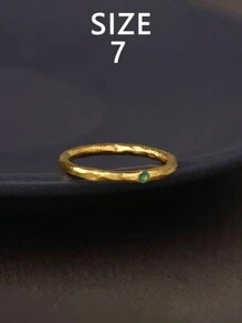 1pc S925 Pure Silver Original Green Zirconia Elegant Retro Matte Simple Women's Ring, Versatile For Everyday Wear And Gifting, Suitable For Ladies - Frosted Simple Women's Ring - View 11