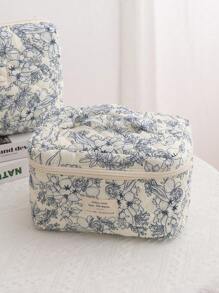 大容量印花化妆包，带提手，便携式美妆工具收纳包，女士印花加厚化妆包，旅行收纳包，美妆化妆包，旅行化妆品收纳包，旅行洗漱包，家居必备。化妆包，化妆袋，化妆包，化妆品收纳包，化妆袋，包，梳妆台，化妆袋，化妆包，包，小化妆包，化妆袋，圣诞礼物，小包，手拿包/小手提包，化妆品收纳包，小包，刷子收纳袋，迷你小包，大容量小包，女士礼物，圣诞礼物，女士礼物创意 - 藏蓝色 - 查看 6