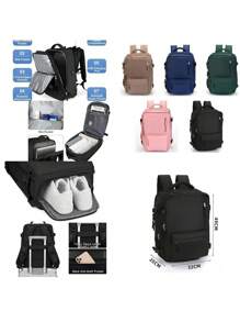 Waterproof Travel Backpack With Adjustable Strap, Laptop Backpack Fits 15.6 Inch Notebook, Airplane Approved Carry-On Backpack, Weekend/Overnight Backpack, Versatile Backpack For School, Work, Commuting, Outdoor, Hiking, Camping, Travel Essentials - Black - View 3