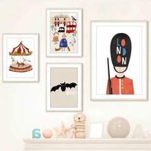 1PC London Bus Queen Car Peace Mouse Bat Wall Art Canvas Painting Nordic Posters And Prints Wall Pictures Baby Kids Room Decor No Frame