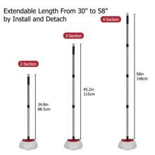 Adjustable 4-Section Stainless Steel Mop Handle With Ergonomic Grip – Extendable 30"-58" Replacement Handle For Easy Cleaning (Wine Red/Black/Blue/Green) - Black - View 4