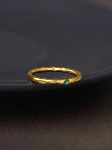 1pc S925 Pure Silver Original Green Zirconia Elegant Retro Matte Simple Women's Ring, Versatile For Everyday Wear And Gifting, Suitable For Ladies - Frosted Simple Women's Ring - View 8