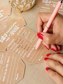 5/10/20 件性别揭示 DIY 牛皮纸装饰卡片、儿童洗礼派对装饰背景挂饰、婴儿洗礼派对装饰建议与祝福 - 棕色 - 查看 3