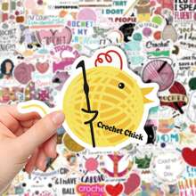 100pcs Colorful Crochet Handmade Stickers, Vinyl Aesthetic Decals, DIY Creative Stickers, Rich Colors, Suitable For Cars, Motorcycles, Skateboards, Helmets, Bicycles, Computers, IPads, Great Choice For Decoration And Gifts,Stickers,Crochet,Car Stickers,Granny Square,Helmet Stickers,Woobles