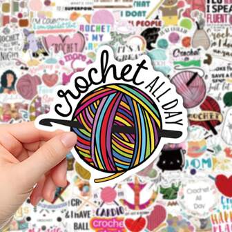 100pcs Colorful Crochet Handmade Stickers, Vinyl Aesthetic Decals, DIY Creative Stickers, Rich Colors, Suitable For Cars, Motorcycles, Skateboards, Helmets, Bicycles, Computers, IPads, Great Choice For Decoration And Gifts,Stickers,Crochet,Car Stickers,Granny Square,Helmet Stickers,Woobles
