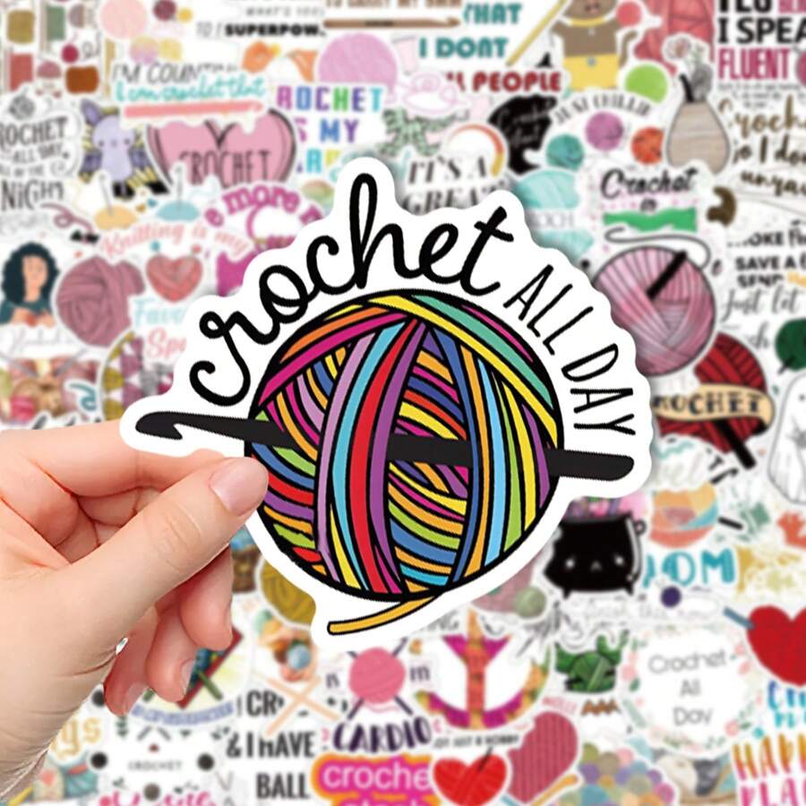 100pcs Colorful Crochet Handmade Stickers, Vinyl Aesthetic Decals, DIY Creative Stickers, Rich Colors, Suitable For Cars, Motorcycles, Skateboards, Helmets, Bicycles, Computers, IPads, Great Choice For Decoration And Gifts,Stickers,Crochet,Car Stickers,Granny Square,Helmet Stickers,Woobles