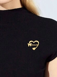 1 件定制蝴蝶心形名字胸针女士珠宝个性别针休闲中性铭牌胸针 - 彩色 - 查看 2