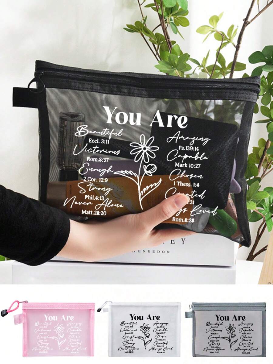 Torba na kosmetyki You Are' Letter Pattern, torba podróżna do przechowywania kosmetyków, torba podręczna, kosmetyczka, odpowiednia do prezentów rodzinnych, dobry prezent dla rodziny, prezent urodzinowy, prezent rocznicowy